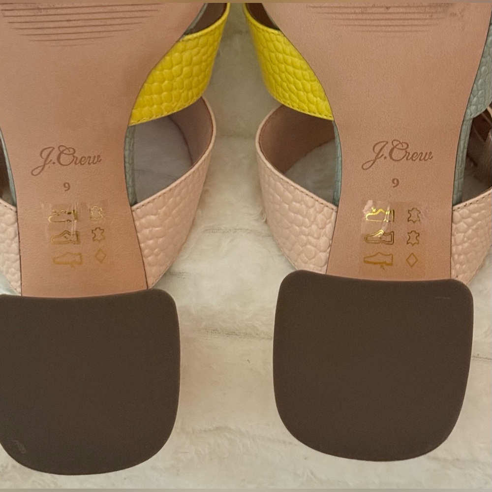 J. Crew Penny Colorblock Faux Crocodile Block Heel Sandals Women’s Size 9 - Picture 6 of 7